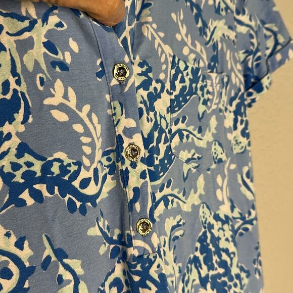 Lilly Pulitzer Sadie Polo Dress Blue Turtle UPF 50+ Preppy Resortwear Vacation - Picture 5 of 9